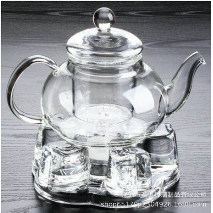 Base de cristal doméstico em forma de amor, aquecedor de chá soprado, conjunto de chá de vidro de borosilicato alto, base de aquecimento oca - imagem 4