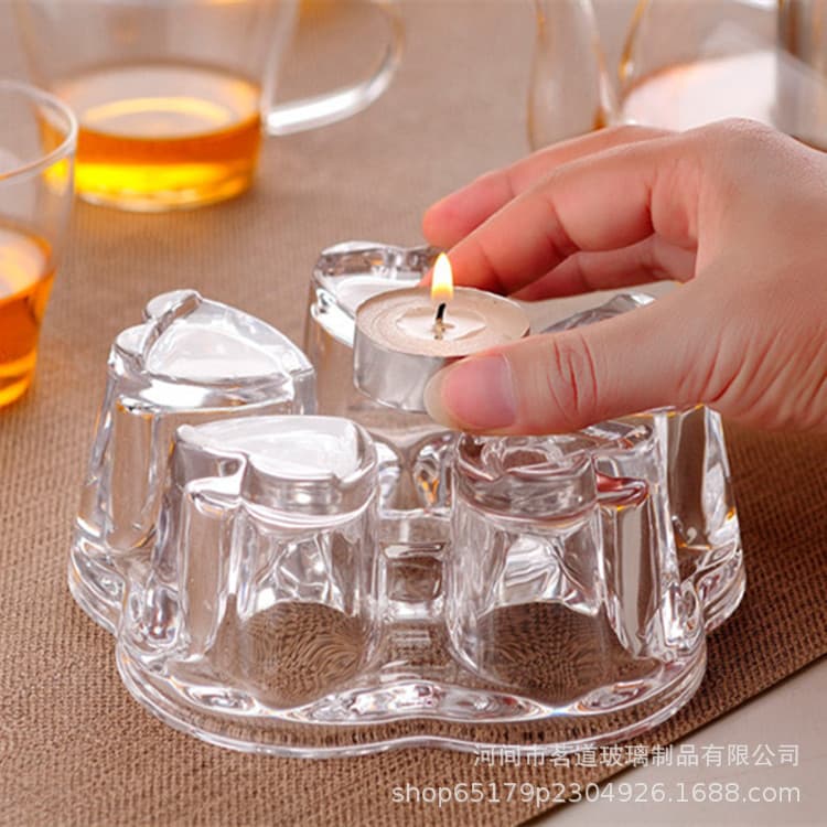 Base de cristal doméstico em forma de amor, aquecedor de chá soprado, conjunto de chá de vidro de borosilicato alto, base de aquecimento oca - imagem 1