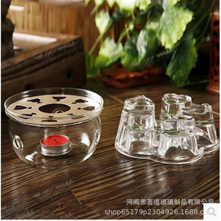 Aquecedor redondo, garrafa térmica, chá aromatizado, bule, conjunto de chá incolor transparente de vidro com acessórios - imagem 5