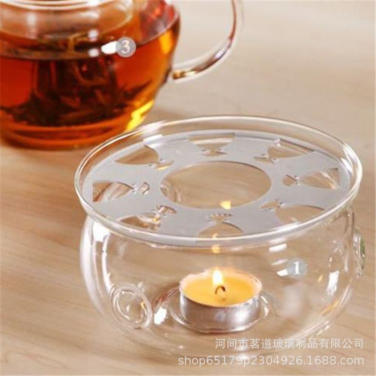Aquecedor redondo, garrafa térmica, chá aromatizado, bule, conjunto de chá incolor transparente de vidro com acessórios - imagem 1