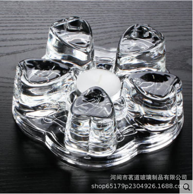 Base de cristal doméstico em forma de amor, aquecedor de chá soprado, conjunto de chá de vidro de borosilicato alto, base de aquecimento oca - imagem 5
