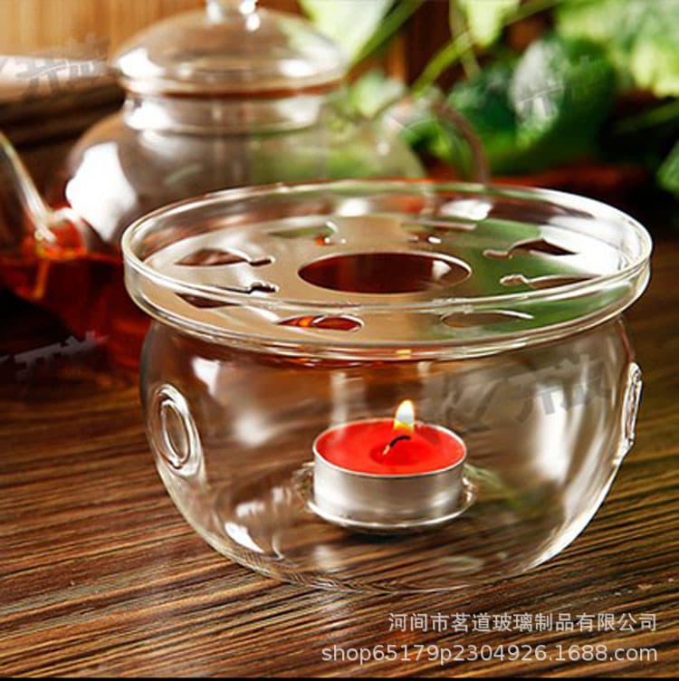 Aquecedor redondo, garrafa térmica, chá aromatizado, bule, conjunto de chá incolor transparente de vidro com acessórios - imagem 3