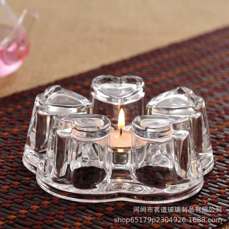 Base de cristal doméstico em forma de amor, aquecedor de chá soprado, conjunto de chá de vidro de borosilicato alto, base de aquecimento oca - imagem 3
