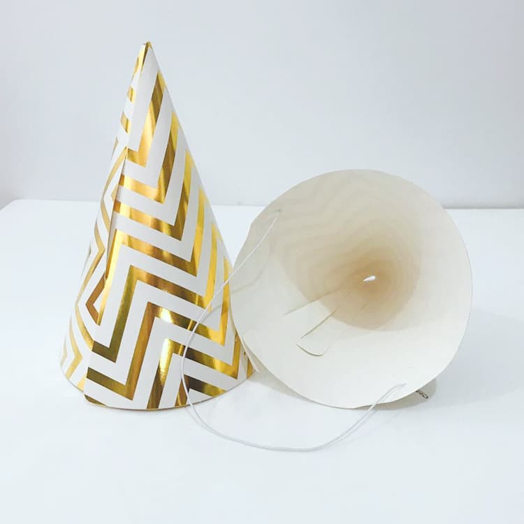 Chapéu de papel para festa de um ano, banquete de 100 dias para bebês, venda direta da fábrica, estilo ins, padrão ondulado, bronzeador, chapéu de aniversário - imagem 2