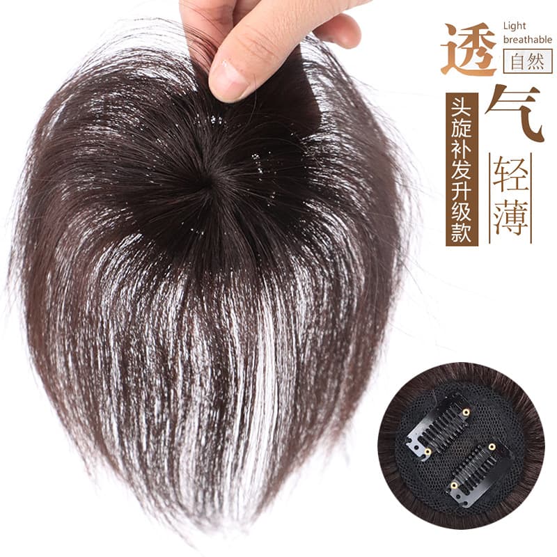 Hongxiu preferido-cabelo real mini bloco de substituição de núcleo superior cabelo real feminino aumento de cabelo cobertura de cabelo branco peruca bloco de substituição - imagem 4