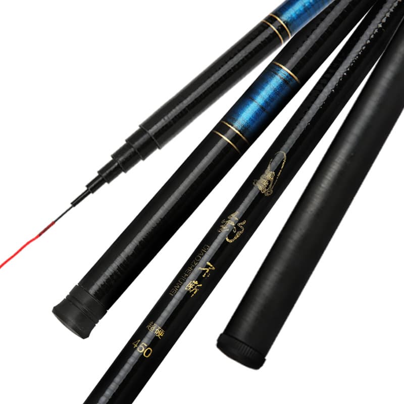 O fabricante produz novas varas de pesca, varas de pesca contínuas de fibra de vidro, varas de 3,6 metros, varas manuais de 4,5, varas de fluxo, varas de pesca de seção curta - imagem 4
