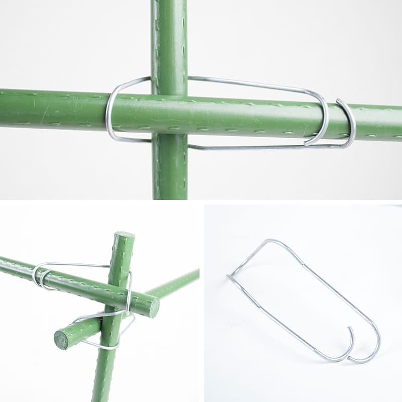Tubo de aço revestido de plástico, fivela de arame, suporte para flores de trepadeira fixado com fivela cruzada de plástico, conexão de estrutura de suporte, acessórios de fivela de mola - imagem 4
