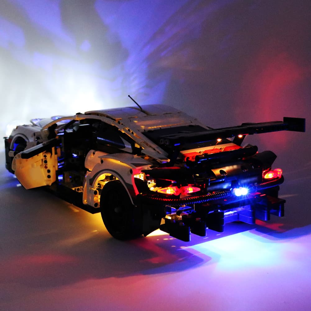 Compatível com Lego 42096, adequado para Porsche 911RSR bloco de construção de carro esportivo, iluminação criativa de bloco de construção luminosa DIY - imagem 3