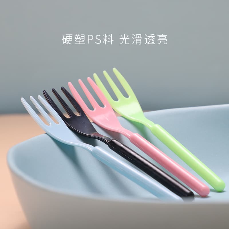 喇叭花 Garfos descartáveis comumente usados, espinho de frutas transparentes, plástico, frutas cristalizadas, lanche, bolo de lua, garfo de duas pontas - imagem 4