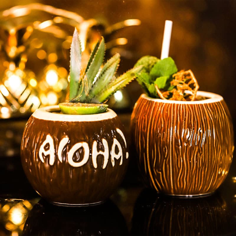 Copo de coco bar tiki copo coquetel havaiano tiki copo cerâmica caneca tiki - imagem 1