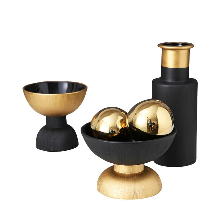 Enfeites de garrafa de cerâmica de ouro preto e luxuoso leve, sala de estar, mesa de jantar, prato de frutas secas, ornamentos criativos de combinação de cores - imagem 5