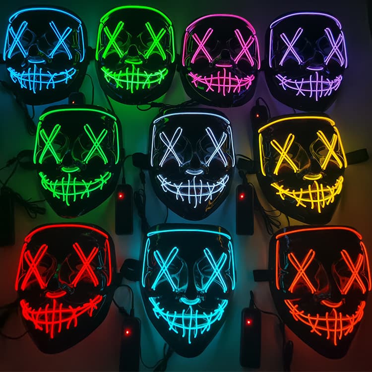 Entre no e-commerce Halloween Black V para Vendetta Máscara Luminosa Local Artesanal Atacado Ghost Dance Máscara de Luz Fria - imagem 5
