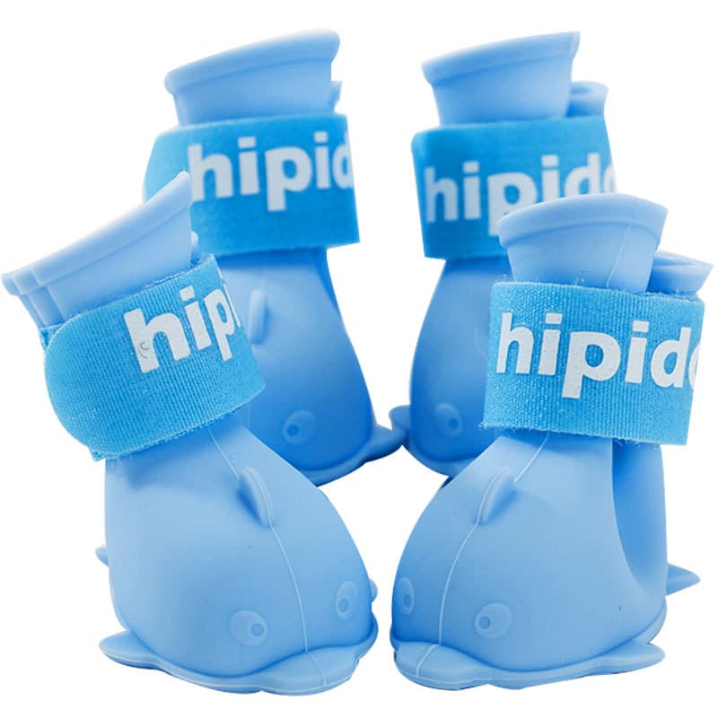 Sapatos de cachorro de desenho animado Pomeranian Bichon Teddy conjunto de 4 botas de chuva à prova d'água capas de pés botas de chuva de silicone para animais de estimação - imagem 6