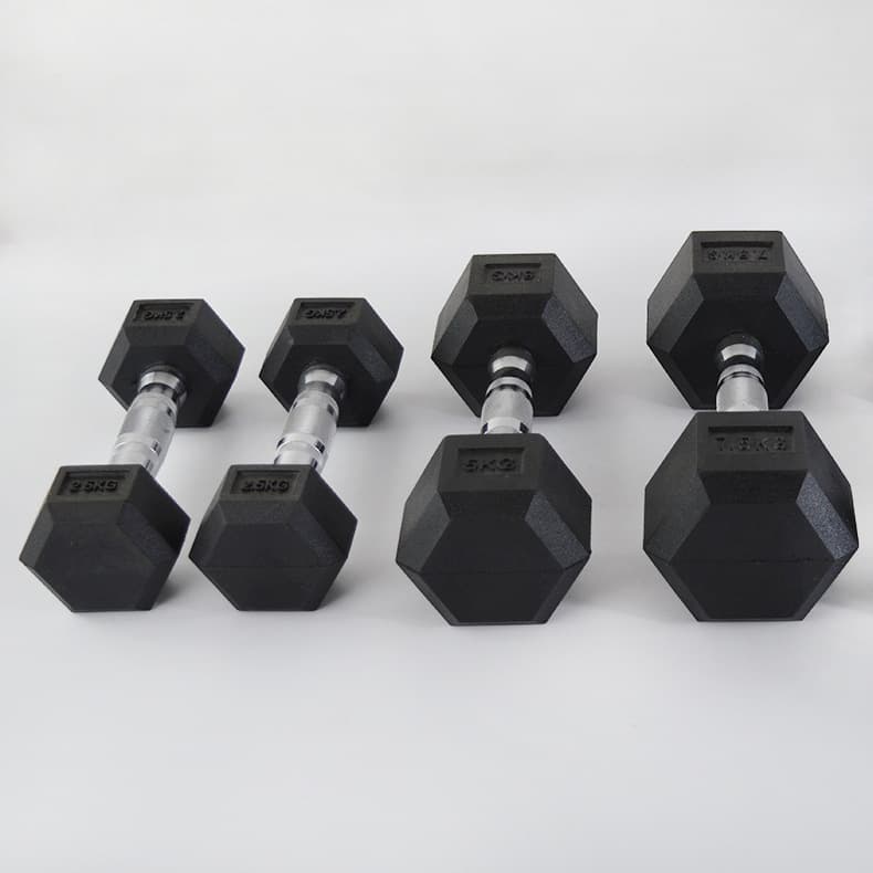 Halteres hexagonais, halteres fixos revestidos de borracha, comumente usados em academias masculinas para exercícios domésticos, podem ser usados para flexões, fornecidos de fábrica - imagem 5