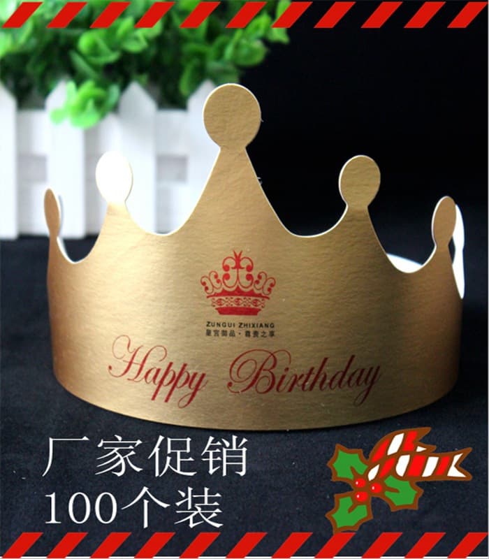 Coroa chapéu de aniversário grosso ouro papelão fontes de festa vendas diretas da fábrica para adultos e crianças universal 100 pacote - imagem 1