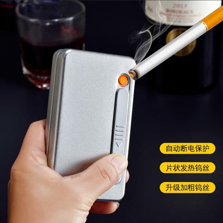Cigarreira criativa, isqueiro eletrônico com carregador USB, 20 peças, presente de aniversário - imagem 2