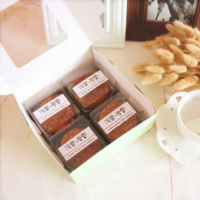 Flor e Pássaro Série 4 cápsulas 100g clarabóia mooncake caixa ovo gema pastelaria caixa de embalagem caixa de cheesecake de 6 polegadas pequenos doces - imagem 2