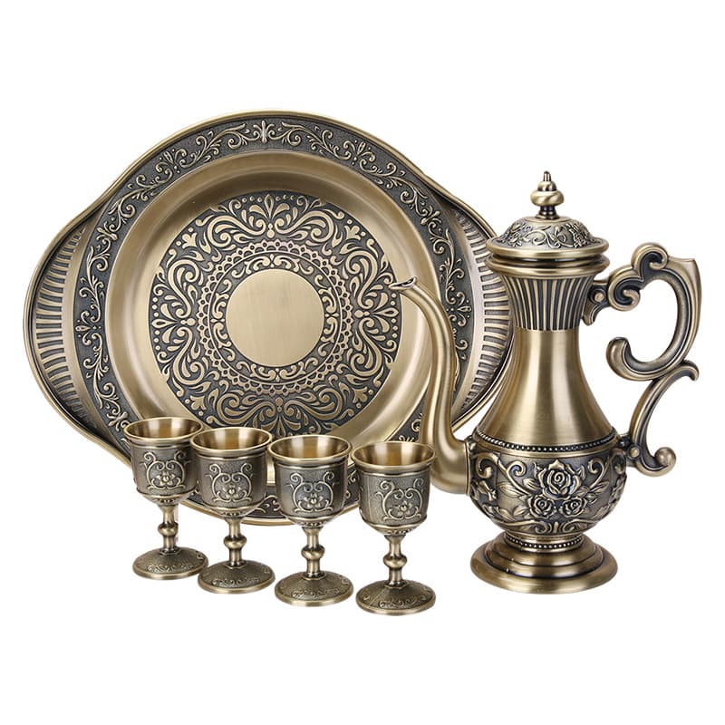 Conjunto de vinho antigo de metal criativo, estilo europeu, 6 peças, decoração de casa, presente de aniversário - imagem 5