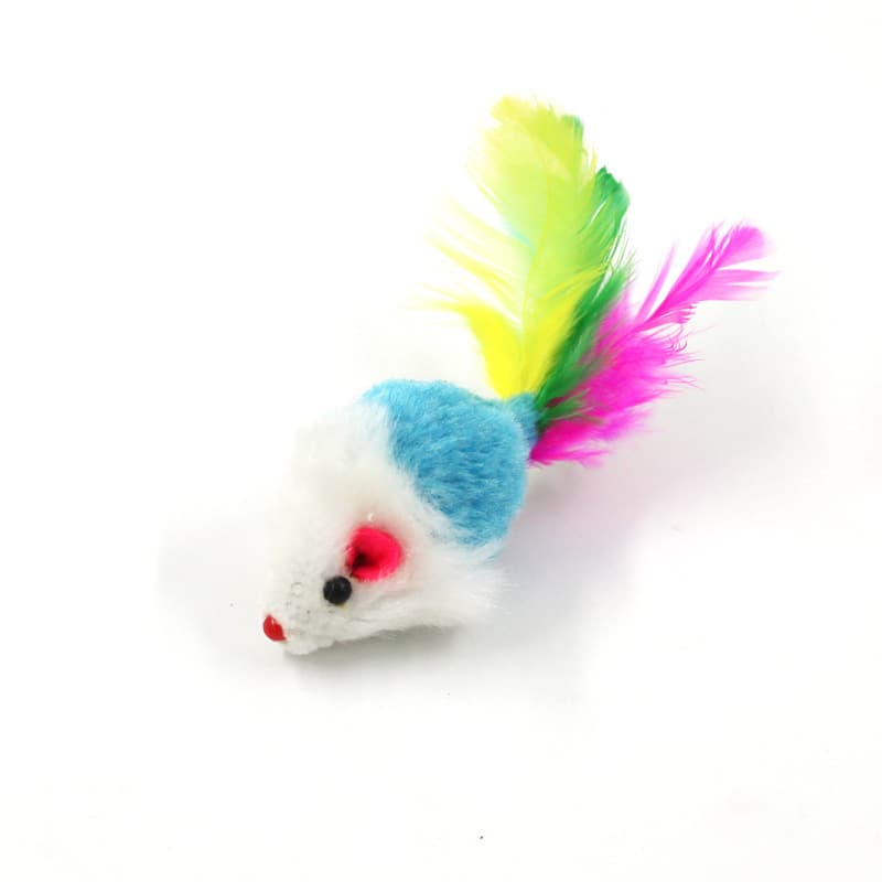 Brinquedo de gato de rato de pelúcia colorido brinquedo de gato de penas simulado brinquedo de gato de rato brinquedo de estimação - imagem 5