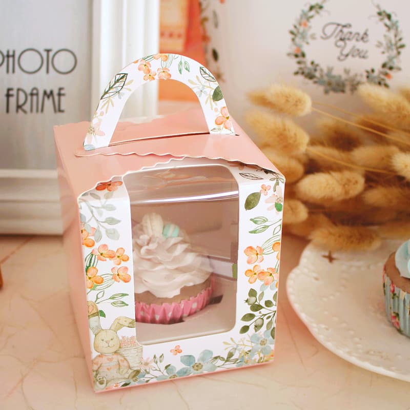 Copo de papel fofo rosa portátil, caixa de bolo, pudim, garrafa, caixa de transporte, mousse, muffin, cozimento, caixa de embalagem - imagem 1