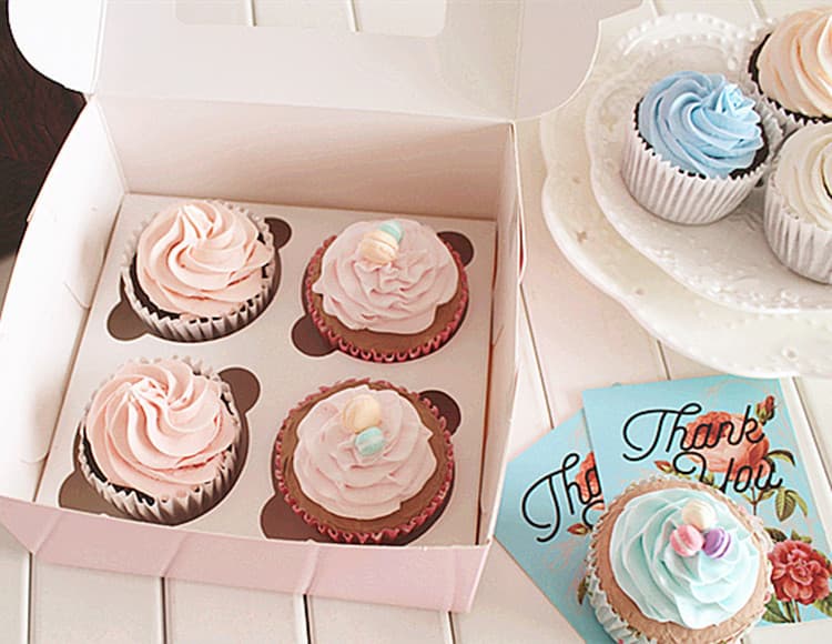 Caixa de muffin para bolo com 4 compartimentos, caixa de bolo pastoral azul, muffin, pudim, pequena pastelaria, lua, bolo, caixa de embalagem para cozimento - imagem 3