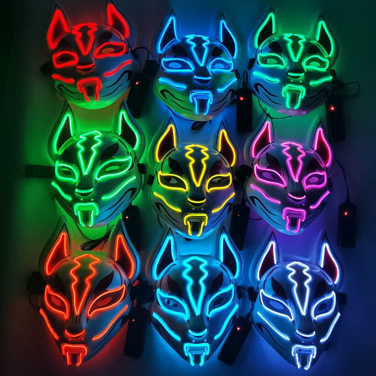 Halloween Fortnite Sky Fox Luminosa LED Fox Máscara Luminosa Douyin Kuaishou Mesmo Estilo Máscara Falsa Japonesa - imagem 5