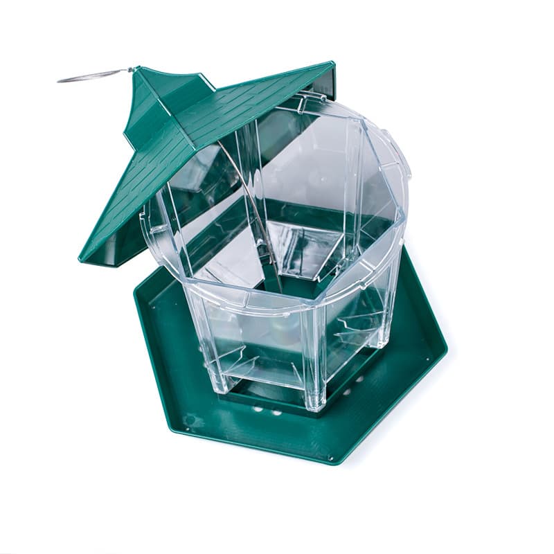 Caixa de vidro transparente acrílico gaiola alimentador de pássaros selvagens alimentador de pássaros de estimação rack pendurado alimentador de pássaros - imagem 2
