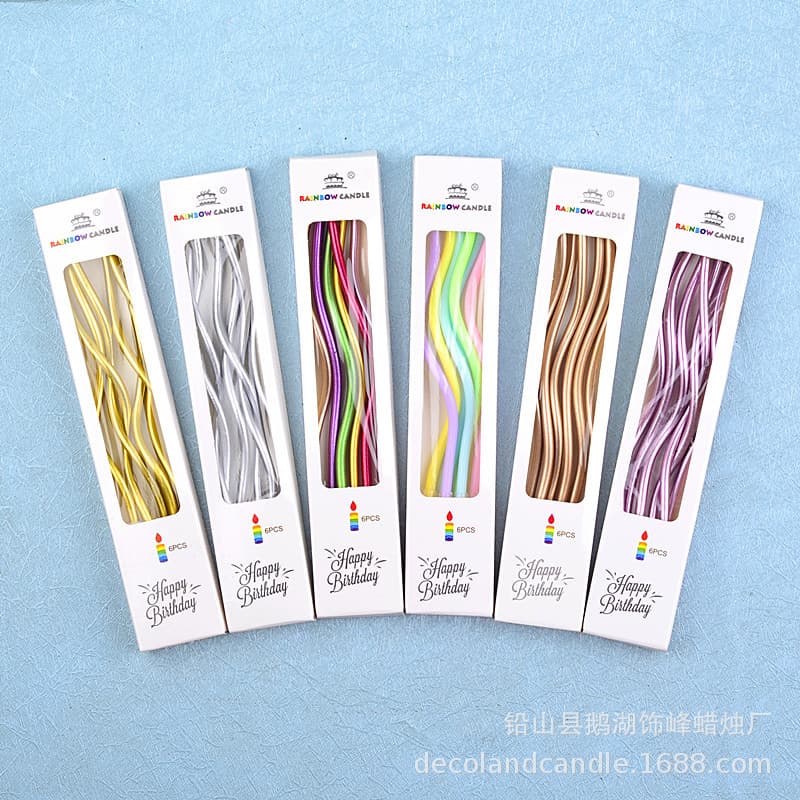 Fabricante atacado curva banhada a ouro velas de aniversário 6 ouro rosa ouro champanhe ouro sem fumaça velas de bolo de aniversário - imagem 1