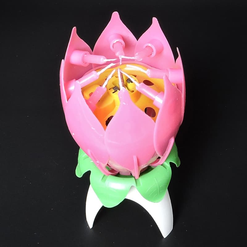 Bolo de aniversário vela sem fumaça Lotus música vela atacado Criativo fabricante de velas românticas Vela atacado - imagem 3