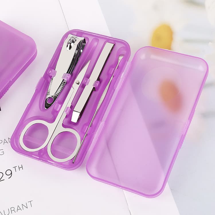 Conjunto de ferramentas de manicure de plástico para unhas, tesoura de unha, 4 peças, presente de aniversário - imagem 3