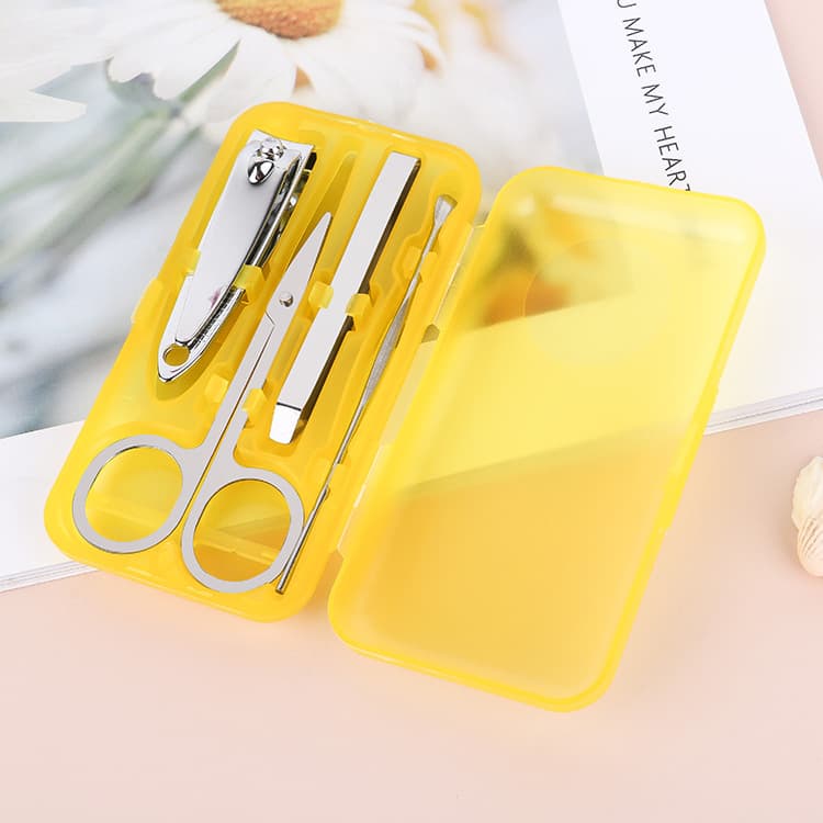 Conjunto de ferramentas de manicure de plástico para unhas, tesoura de unha, 4 peças, presente de aniversário - imagem 4