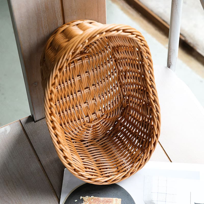 Imitação de rattan pequeno prato de frutas, sobremesa, imitação de rattan, sala de estar, casa, prato de frutas, bandeja, cesta de armazenamento de pão - imagem 4