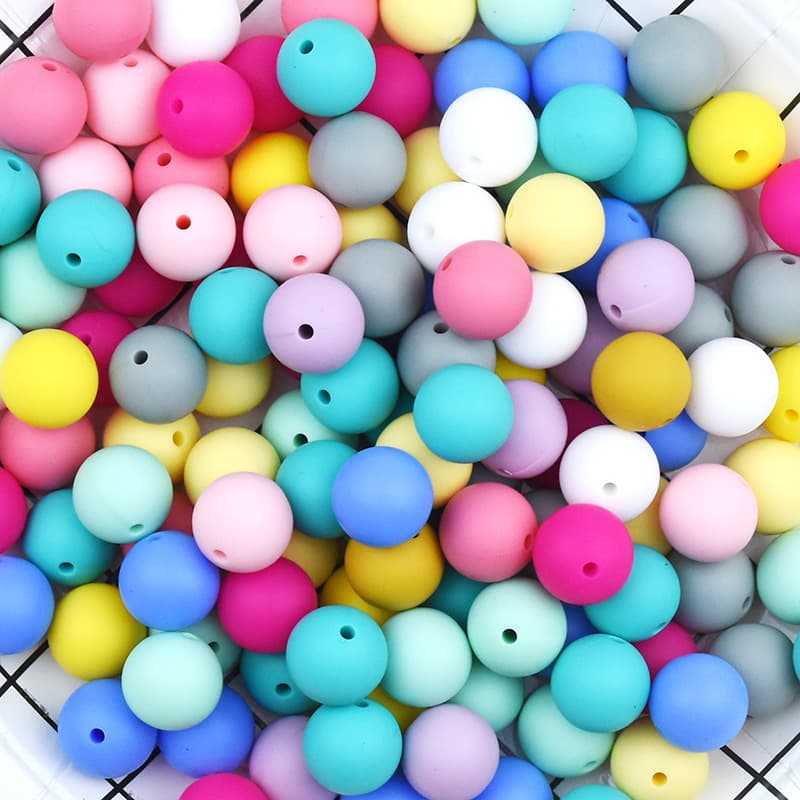 (Comércio internacional), contas redondas infantis de silicone, acessório, silicone alimentar, 15mm, faça você mesmo - imagem 3