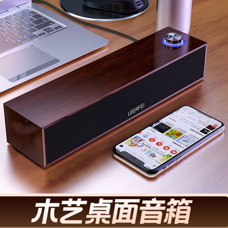 E350MB Alto-falante Bluetooth Multimídia Computador Desktop com fio longo alto-falante de madeira subwoofer Soundbar - imagem 4