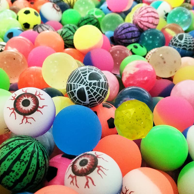 Bola saltitante de borracha mista, brinquedo para pular, 32, brinquedo cápsula