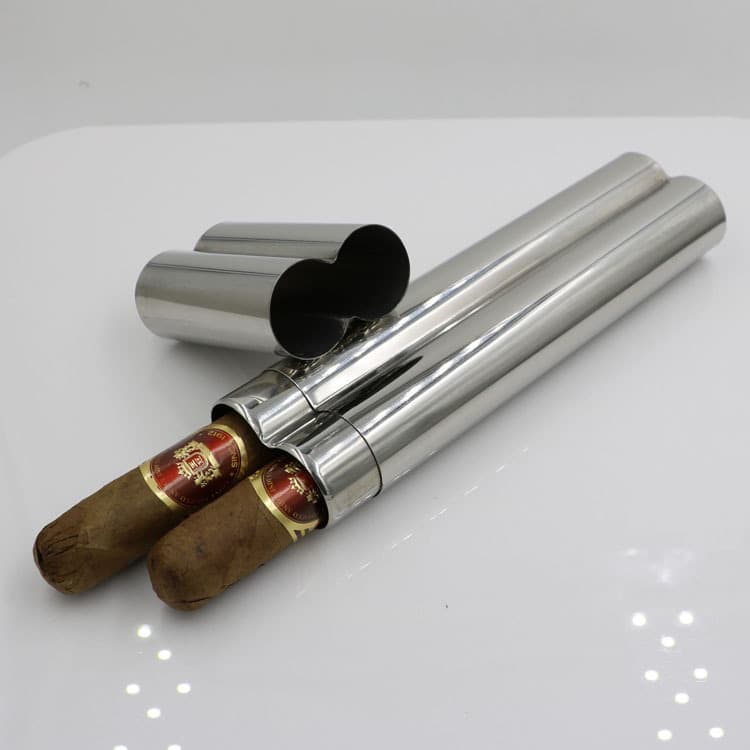 [Jiujiu] Tubo duplo para charutos em aço inoxidável 304, pode conter 2 caixas de charutos, fornecimento internacional - imagem 2