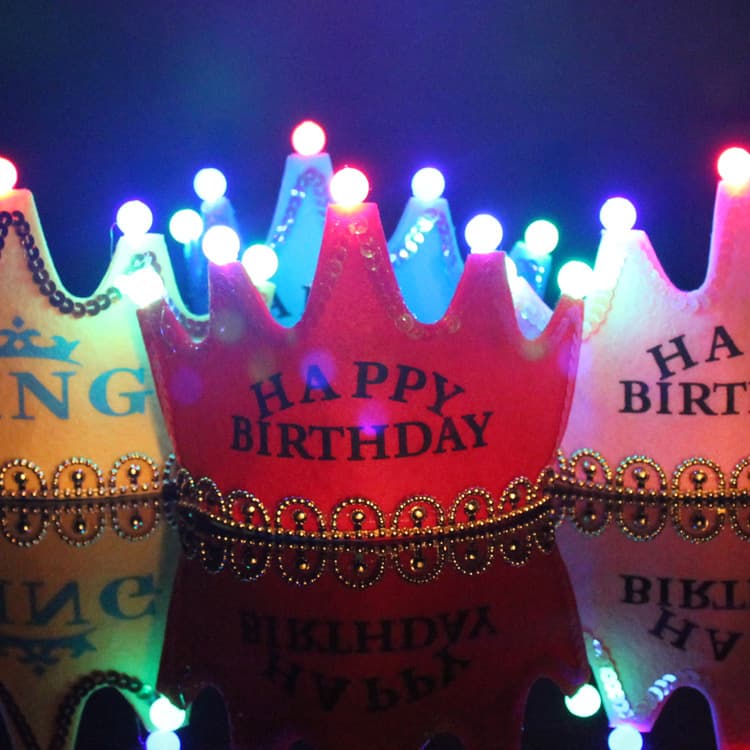 [Hengyue] Chapéu de aniversário de bebê, coroa luminosa, crianças e adultos, chapéus de festa vestíveis, materiais de decoração de um ano de idade - imagem 3