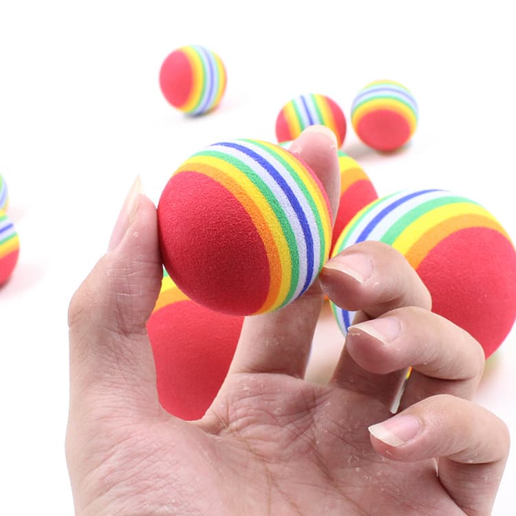 Bola de isopor, brinquedo de esponja elástica arco-íris, animal de estimação, gato - imagem 4