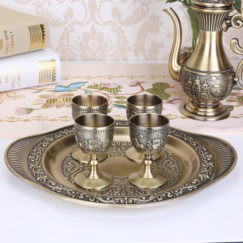 Conjunto de vinho, frasco de bolso, copo de vinho, estilo chinês - imagem 4