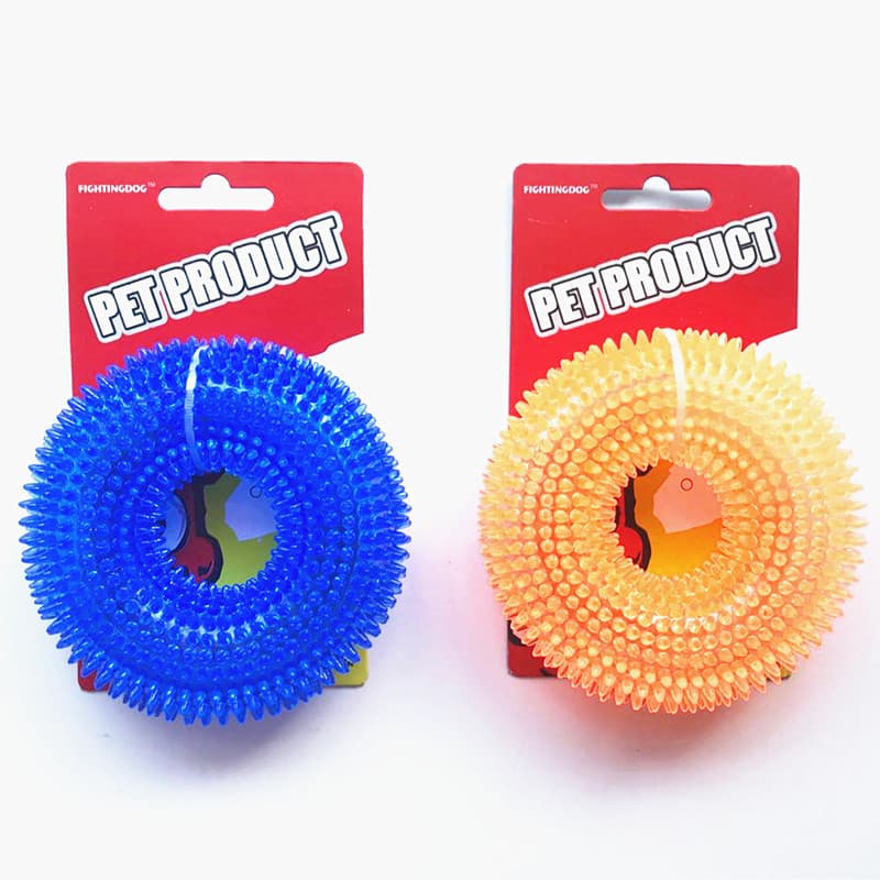 Venda quente anel de espinho com som resistente à mordida TPR brinquedo para mastigar cachorro grande limpeza de dentes de cachorro e pneu molar cachorro golden retriever - imagem 6