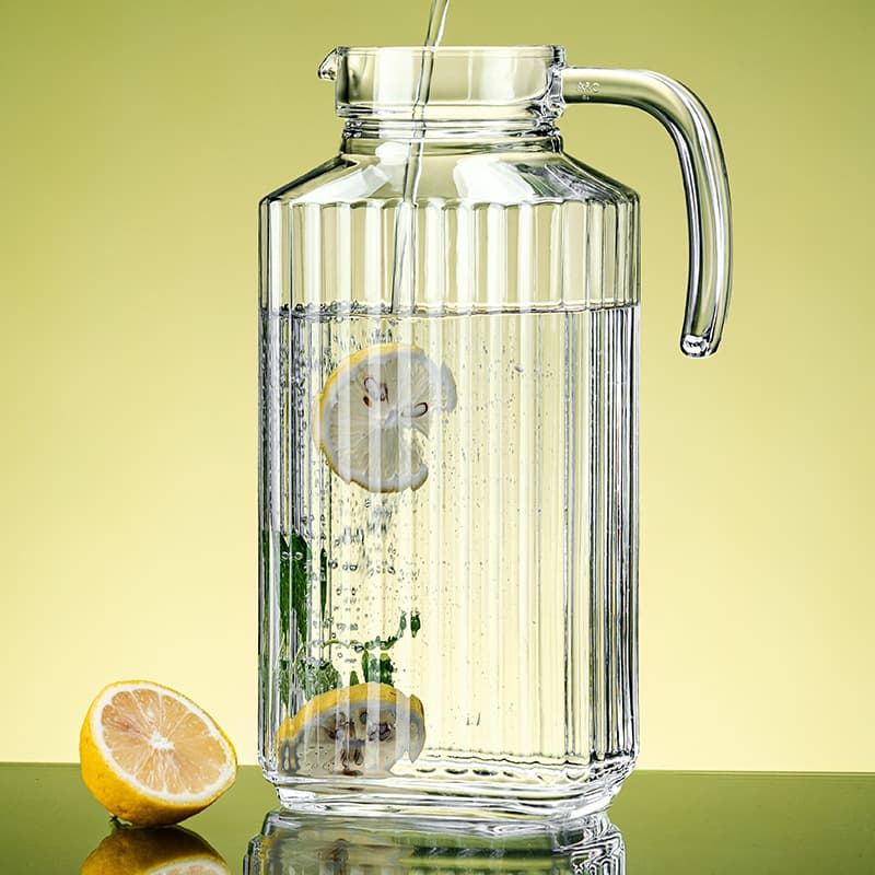Chaleira de vidro resistente a altas temperaturas, grande capacidade, chá doméstico, suco, bebida, chaleira fria, padrão vertical com tampa, gravata, chaleira fria - imagem 4