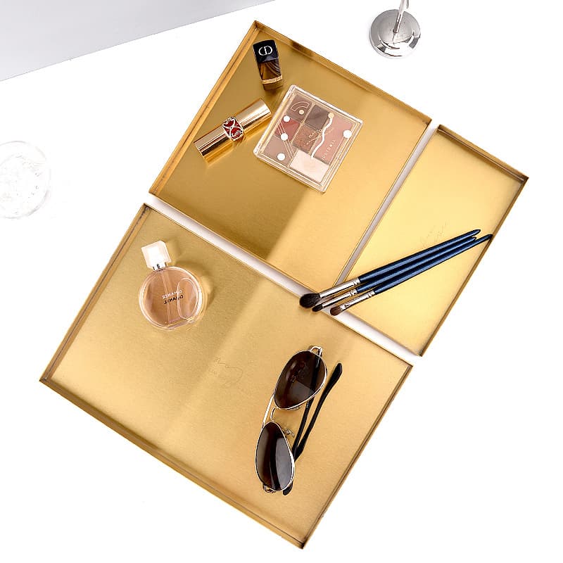 Nordic casa poligonal desktop combinação bandeja de armazenamento placa de frutas metal geométrico retro ouro escovado placa - imagem 5