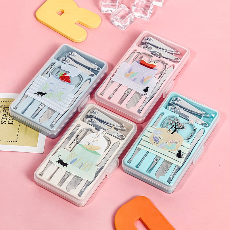 Tesoura de unha de desenho animado em aço inoxidável, conjunto para manicure, celebridade da internet, 7 peças - imagem 3