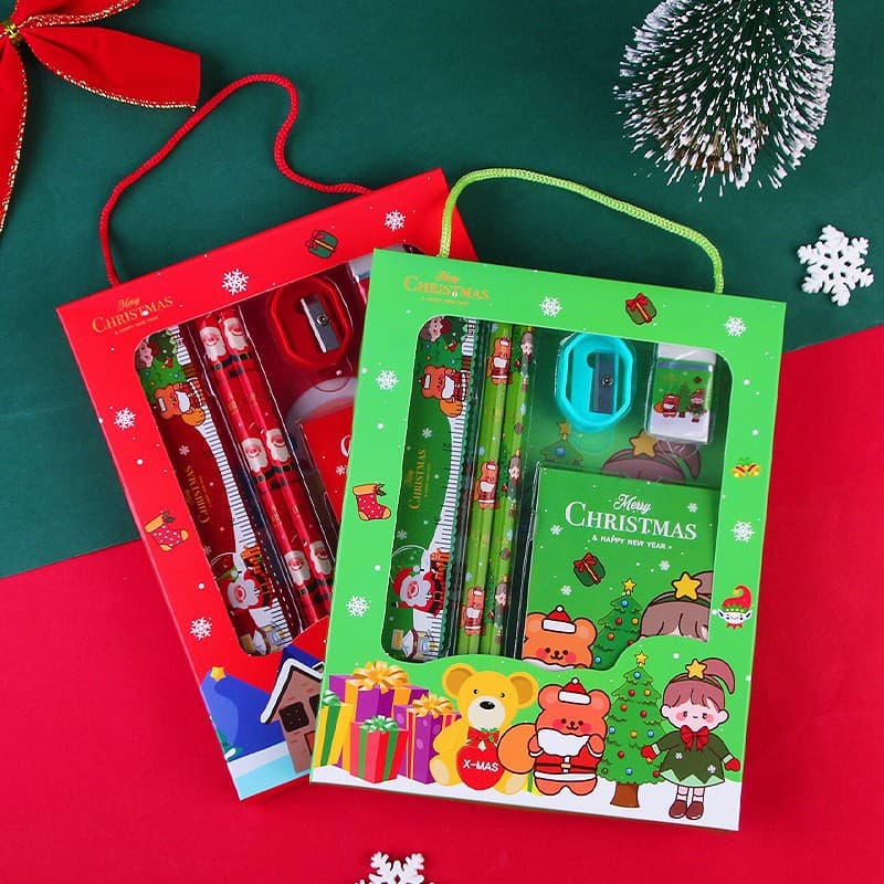 Papelaria portátil criativa, conjunto para meninos e meninas, estojo de ensino para estudantes, presente de aniversário, 6 peças - imagem 4