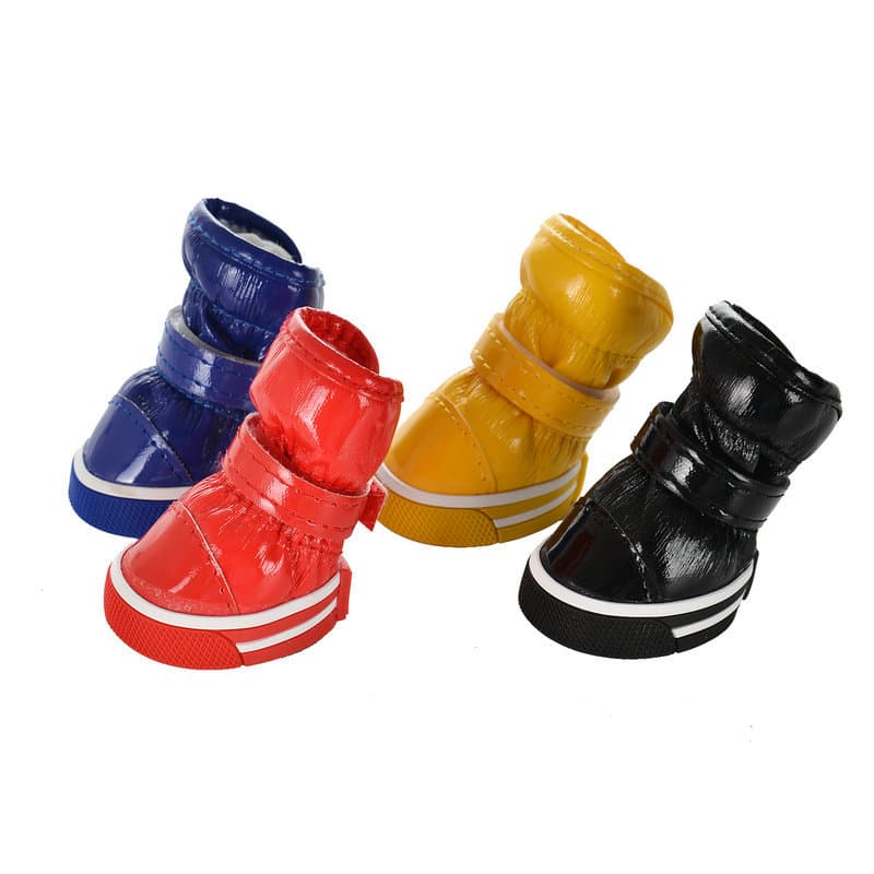Sapatos para cães, sapatos de algodão para animais de estimação, botas de neve de outono e inverno, 4 peças/conjunto, filhote de cachorro Teddy Bichon Pomeranian, inverno mais sapatos de lã - imagem 6