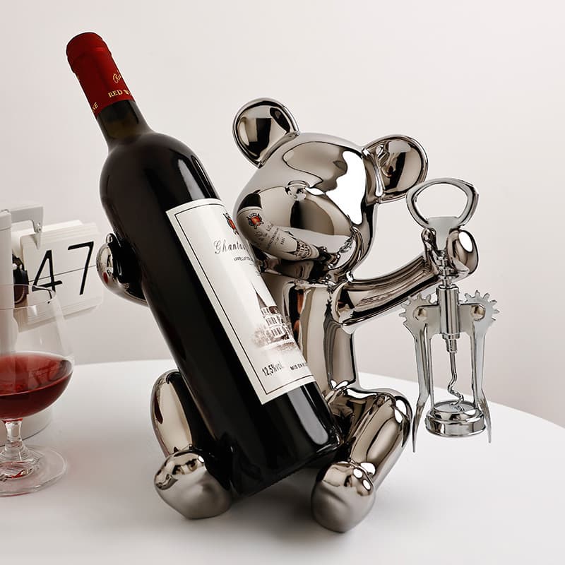 Behanmei criativo rack de vinho ornamentos luz luxo high-end violento urso vinho titular copo rack armário vinho sala estar decoração casa - imagem 3