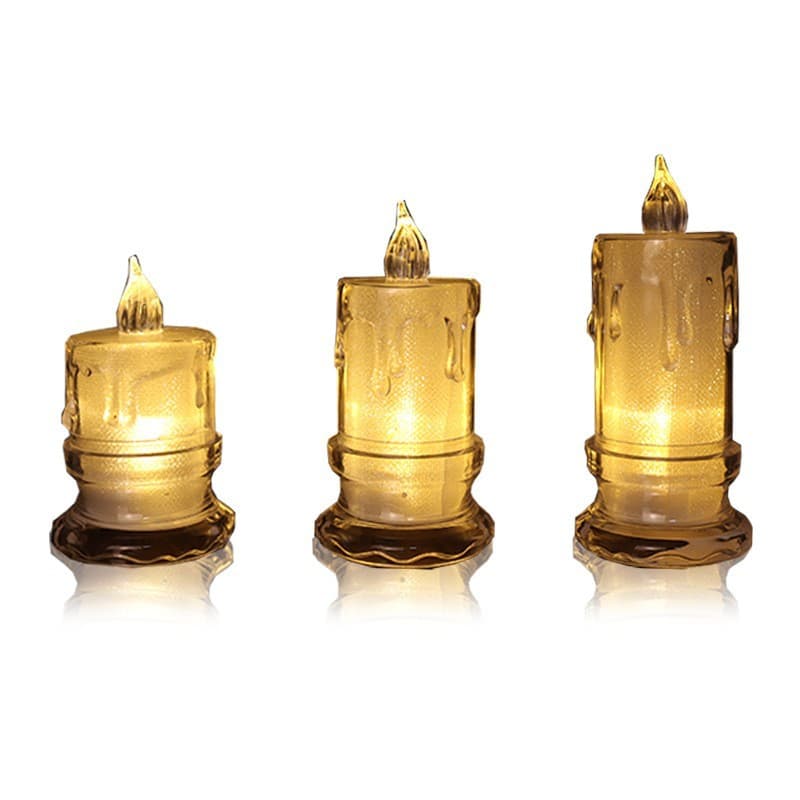 Ins atmosfera cristal eletrônico transparente lágrima vela mini bar decoração de natal pequenos ornamentos led pequeno tealight - imagem 6