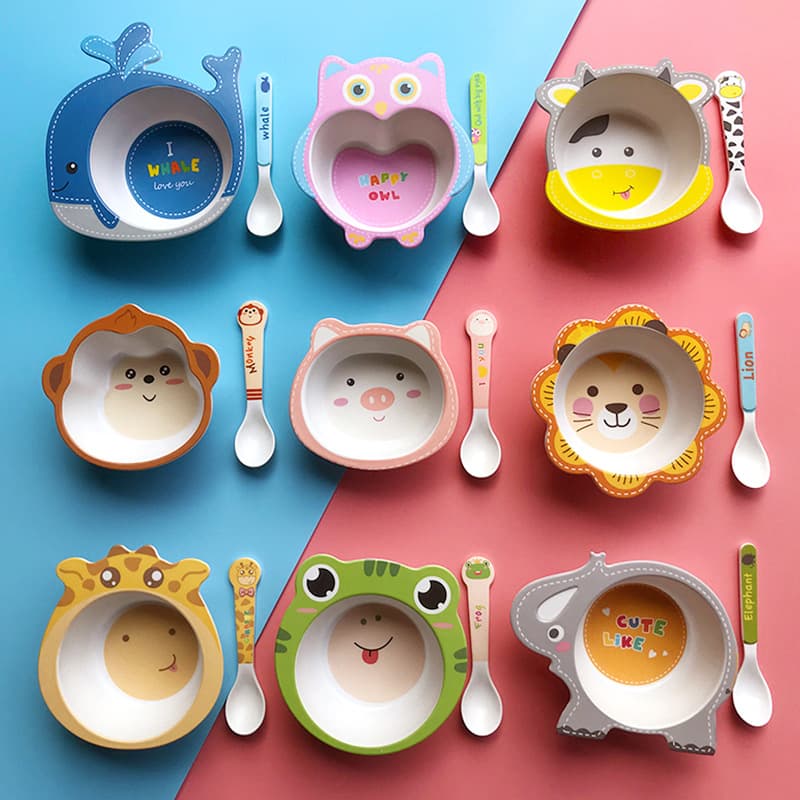 Conjunto infantil de desenho animado, cadeira alta, tigela de sopa para alimentação complementar - imagem 5