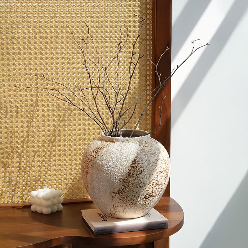 Jingdezhen vaso de cerâmica retrô novo estilo chinês pote de cerâmica estilo wabi-sabi vaso de arranjo de flores de alta qualidade enfeites de decoração de sala de estar - imagem 5