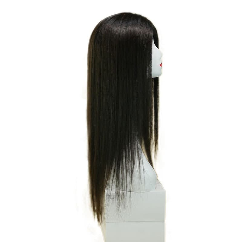 Peruca, franja realista com repartição do cabelo, mechas de cabelo respiráveis feitas de cabelo real, cabelo liso, adiciona volume - imagem 3